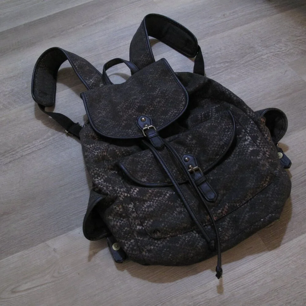 MOSSIMO Black Canvas Printed Backpack